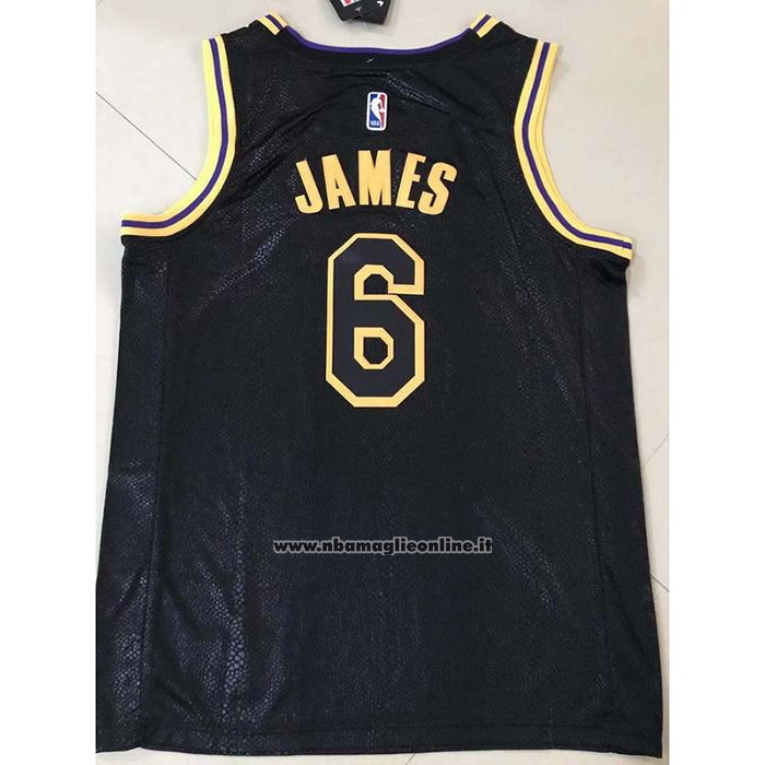 Maglia Los Angeles Lakers LeBron James #6 Citta 2021-22 Nero